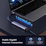 Конвертер USB 3.0 на LAN RJ-45,10/100/1000 Mbps + USB HUB 3 port, 0.2m UGREEN 60554