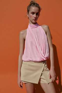 ZARA ЮБКА-ШОРТЫ С ЗАПÁХОМ И НИЗКОЙ ПОСАДКОЙ, ПЕСОЧНЫЙ