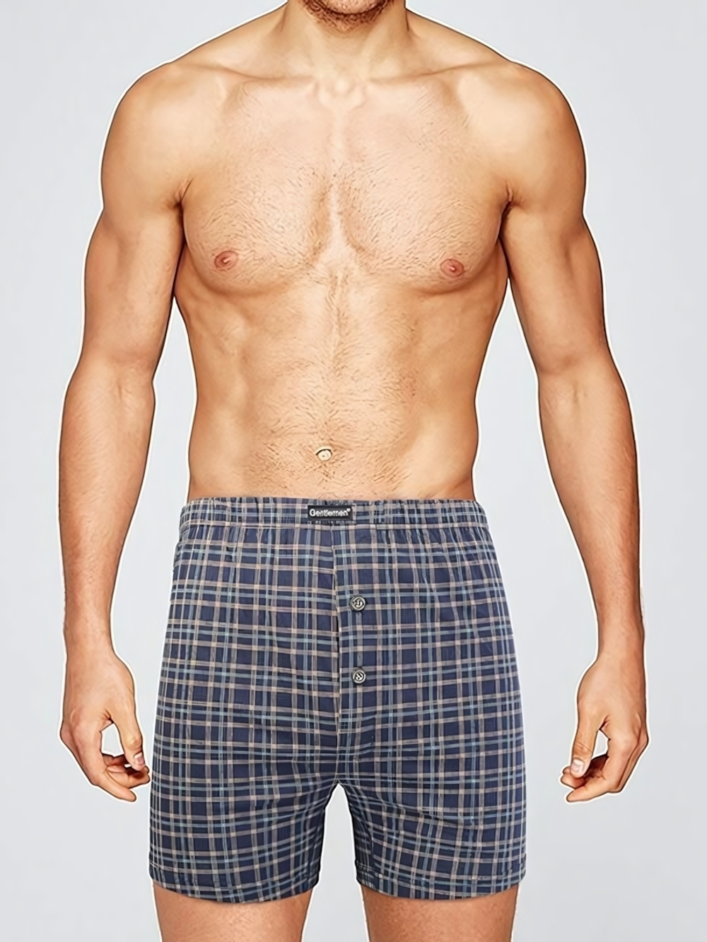 Мужские трусы-боксеры свободного кроя в клеточку (Размер: XL) (Цвет: черный)