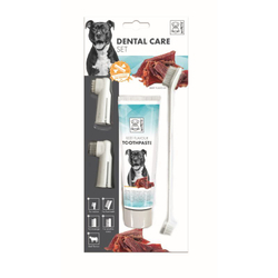 Набор для ухода за зубами собак M-Pets BEEF Flavour Toothpaste (Паста со вкусом говядины 100мл, зубная щетка двухсторонняя, 2 щетки-напальчник)