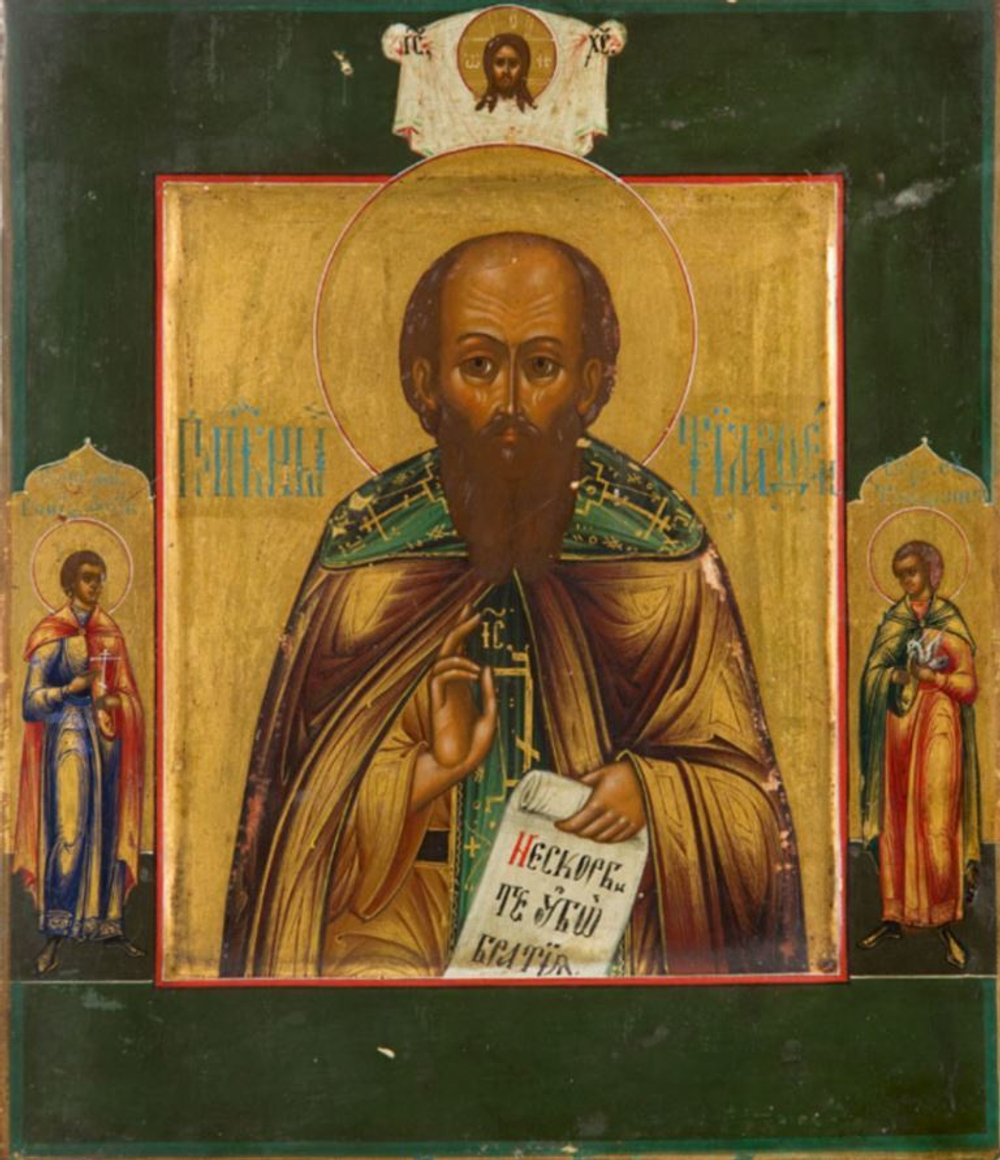 Икона святой преподобный Тимофей на дереве на левкасе