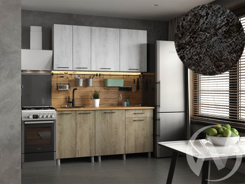 Кухня Одри 1.6м (корпус белый/дуб остин серый; дуб остин бежевый) 26мм кастилло темный