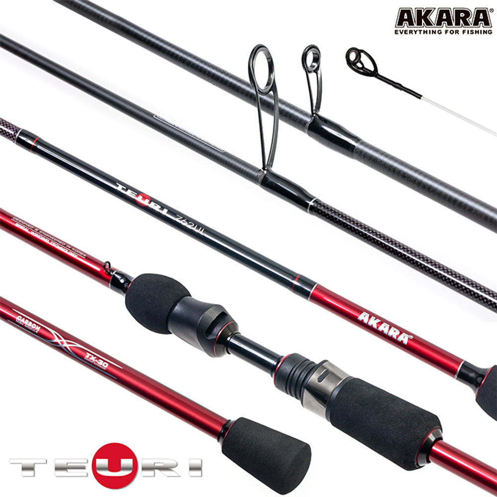 Спиннинг штекерный угольный 2 колена Akara Teuri ULS662 TX-30 (0,6-7) 1,98 м