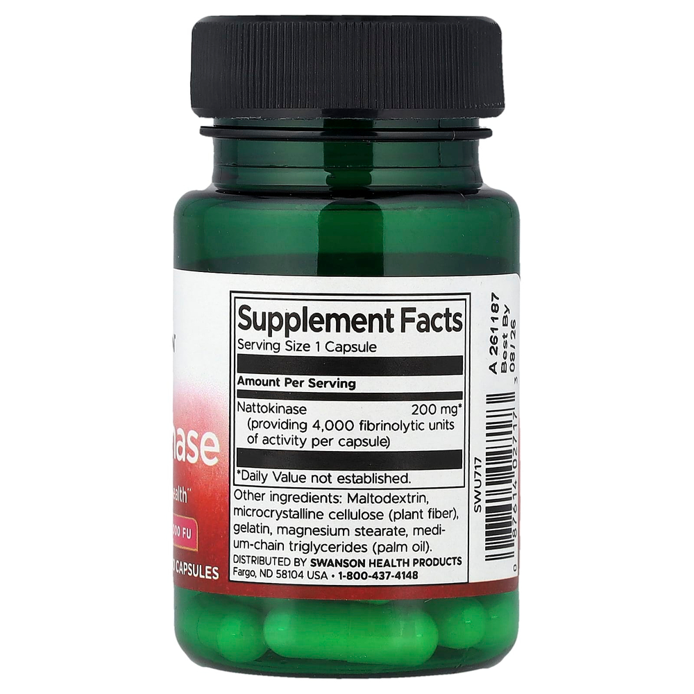 Swanson, Наттокиназа, 200 мг, 30 капсул