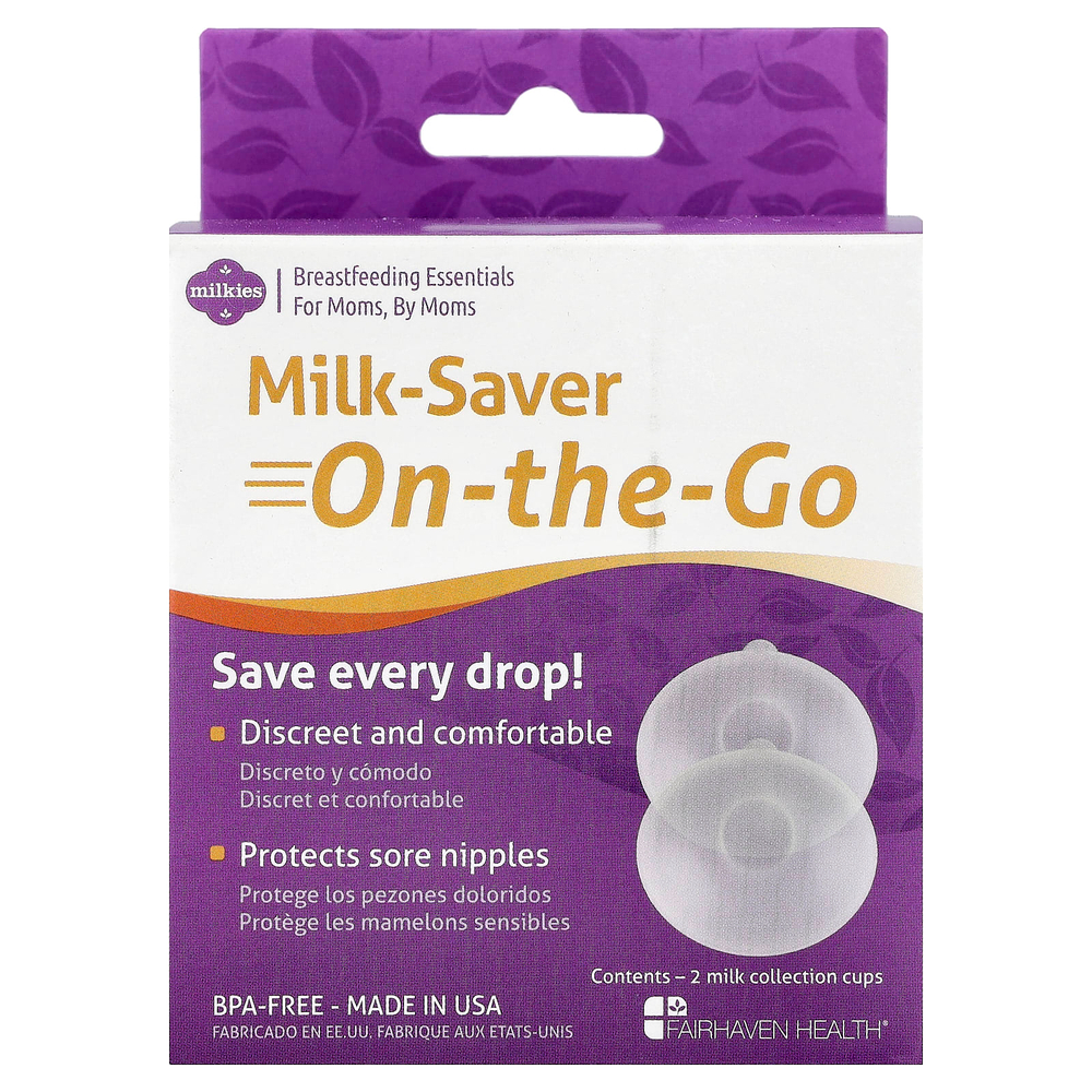 Fairhaven Health, Milkies, Milk-Saver-On-The-Go, 2 стакана для сбора молока