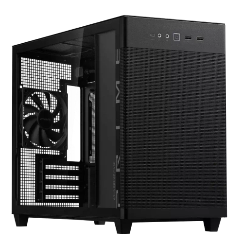 Корпус ASUS Prime AP201 Tempered Glass, поддержка 360 mm Радиаторов, VGA до 338мм, micro-ATX, черный