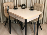 Кухонный раскладной стол с ящиком Wide beige