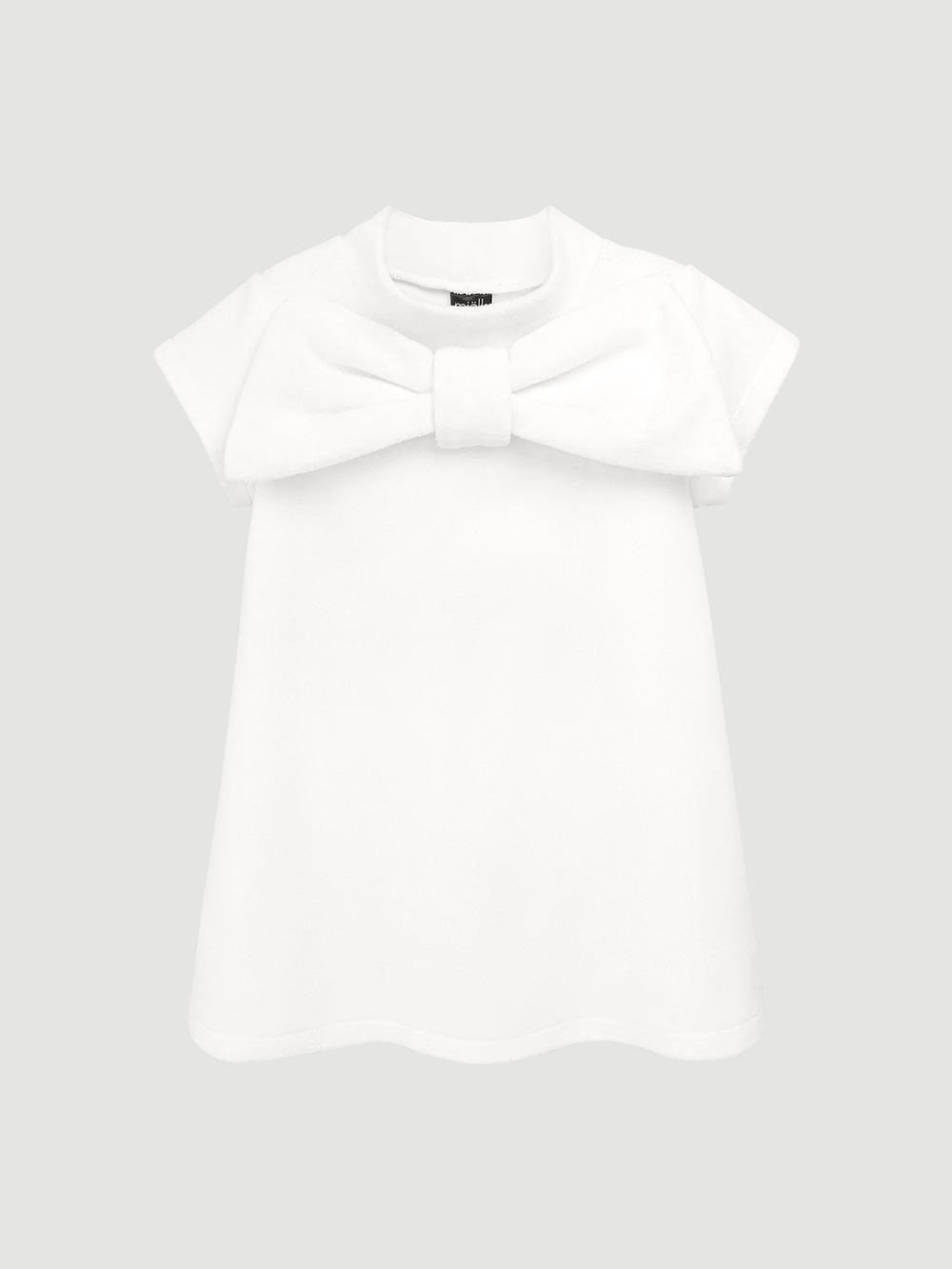 Велюровое платье Mjölk Экрю, с бантом