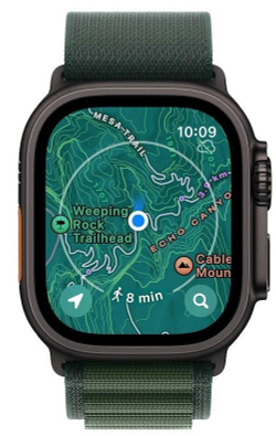 Apple Watch Ultra 2 (2024) GPS+Cellular 49mm, Black Titanium ремешок "Dark Green Alpine Loop", размер S 130-160mm (MX4U3)