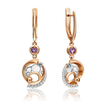 Серьги «Парад планет» с английским замком из комбинированного золота с миксом камней