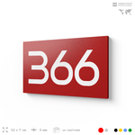 Номер на дверь 366, табличка на дверь для офиса, квартиры, кабинета, аудитории, склада, красная 120х70 мм, Айдентика Технолоджи
