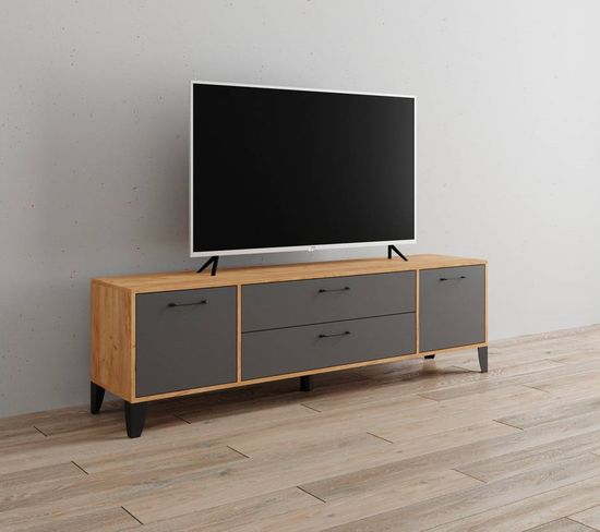 Тумба-ТВ ПАРУС-13 дуб крафт золотой / графит серый