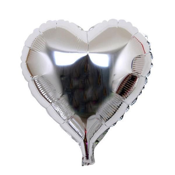 Сердце Металлик Серебро (46 см)