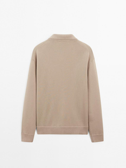 Massimo Dutti Кардиган из смесового хлопка с застежкой-молнией, норка