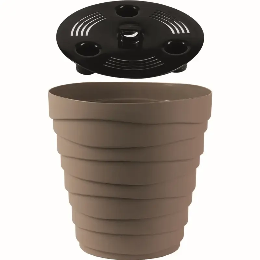 Кашпо для цветов пластиковое 2,25л d-18см «Бархан» Мокачино
