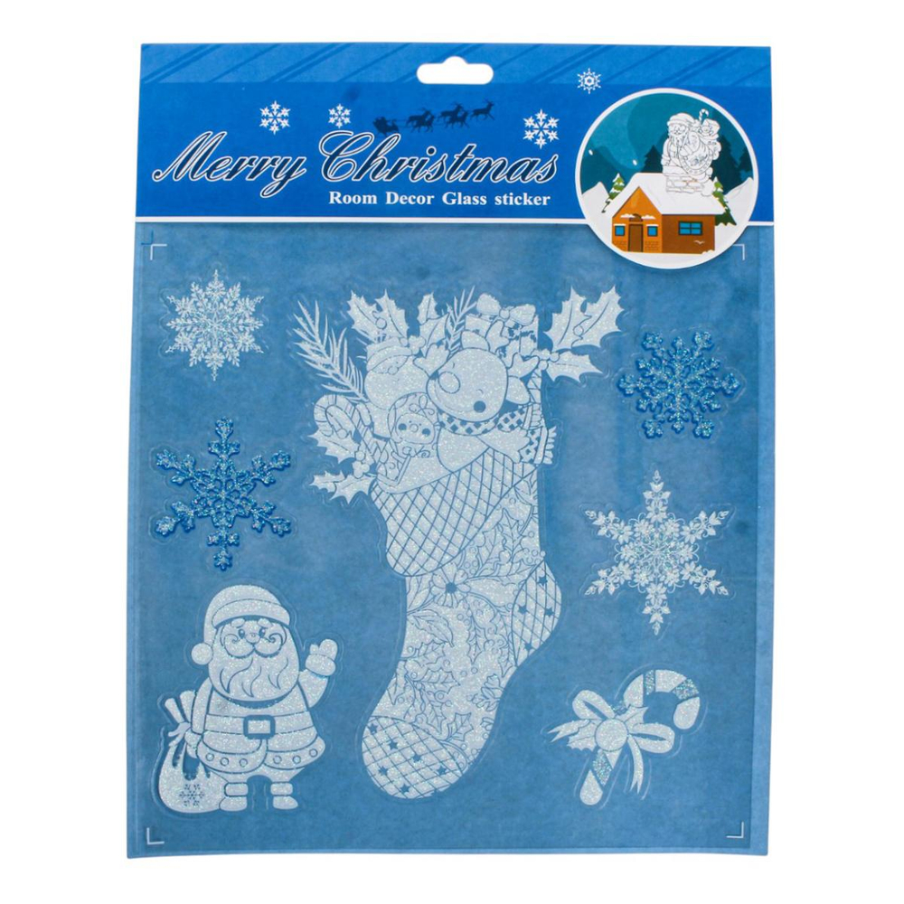 Наклейка новогодняя 21.7*27.6 см, 6 видов микс , пакет