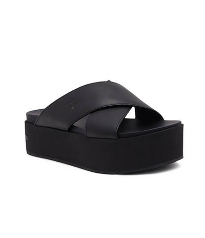 Кожаные шлепанцы CALVIN KLEIN JEANS - черный(YW0YW01349)