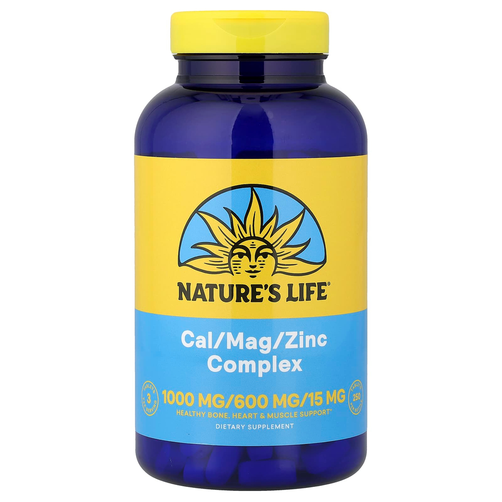 Nature's Life, комплекс кальция, магния и цинка, 250 таблеток
