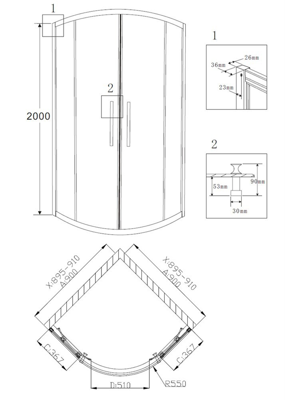 Душевой уголок 90x90 GROSSMAN Pragma PR-90G