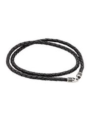 Гайтан кожаный черный с замком Captain Hook из серебра