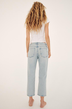 ZARA ДЖИНСЫ TRF CROPPED ПРЯМОГО КРОЯ С НИЗКОЙ ПОСАДКОЙ, ГОЛУБОЙ