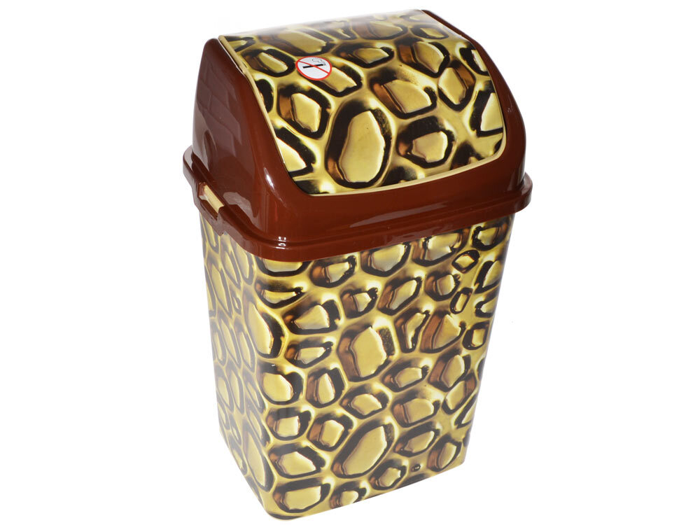 Ведро для мусора 8л "Золото" бежевый/темно-коричневый