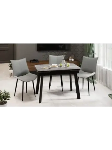 Стол кухонный Черный муар серый мрамор 110(169)х70х77 см