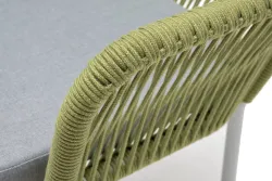 "Лион" стул плетеный из роупа, каркас из стали светло-серый (RAL7035) муар, роуп салатовый меланж круглый, ткань светло-серая