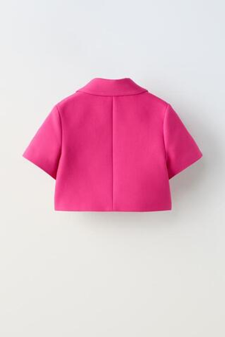 ZARA УКОРОЧЕННЫЙ БЛЕЙЗЕР С ПУГОВИЦАМИ, ЦВЕТ ФУКСИИ