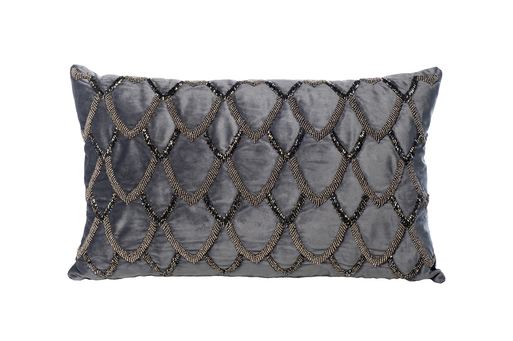 Подушка декоративная с бисером 30x50 Garda Decor Чешуйки синяя 70SW-20525