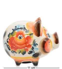 ГЛ- 451 Копилка «Свинья» цв. (Гжельский фарфор