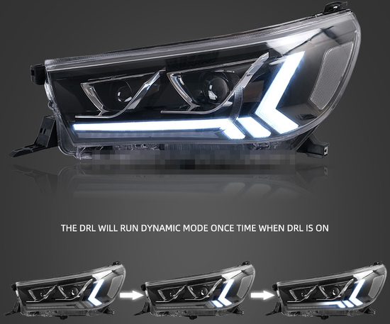 Передние фары Тойота Хайлюкс 2015-2019 V3 type [Комплект Л+П; ДХО; FULL LED; Бегущий поворотник]