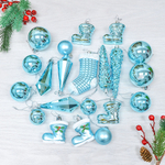 Елочные игрушки 21шт, цвет голубой, пластик