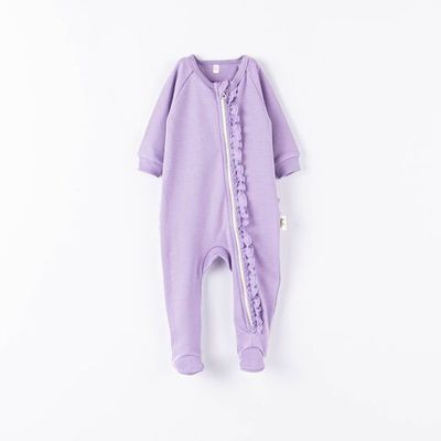 Ruffled zip-up sleepsuit 0-3 months - Lavender