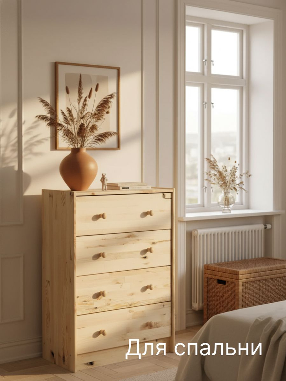 Комод 62х30х90, Раст, с 4 ящиками для одежды и игрушек, для охоты и рыбалки, массив дерева, дикая сосна, IKEA