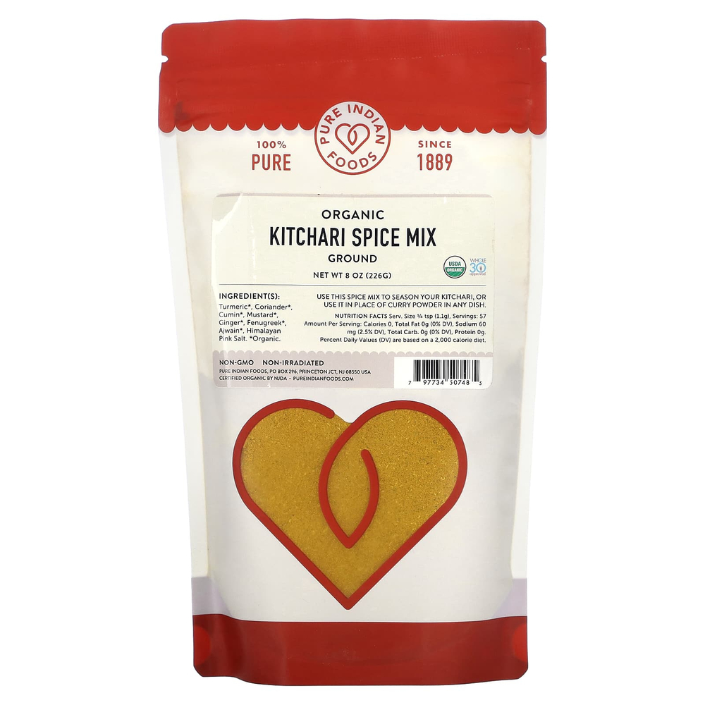 Pure Indian Foods, Органическая смесь специй Китчари, молотая, 226 г (8 унций)
