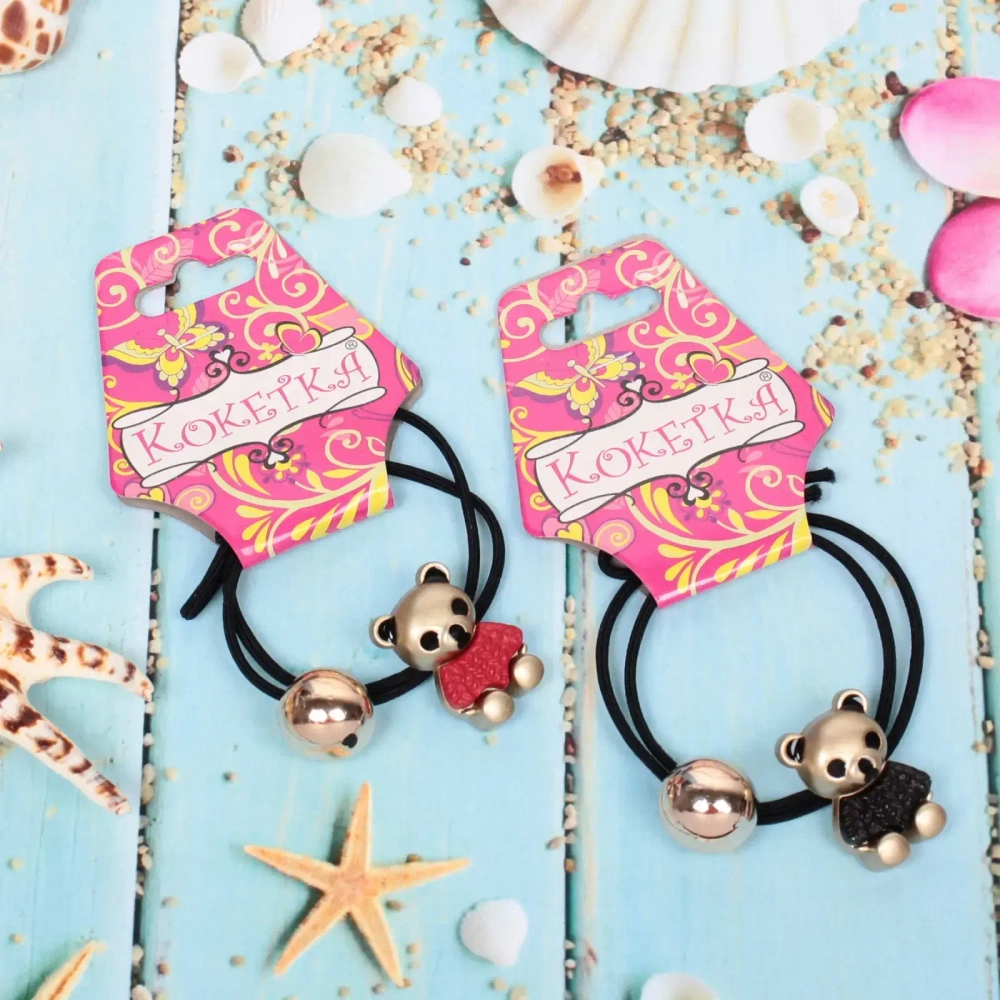 Резинка для волос 1шт «Кокетка - Aks Bambina», мишки, микс 2 цвета, d-5см