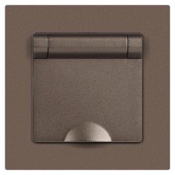 Розетка Intro Accent 6-203-08 с заземлением 2P+E Schuko с крышкой 16А-250В IP20 СУ AL/CU бронза