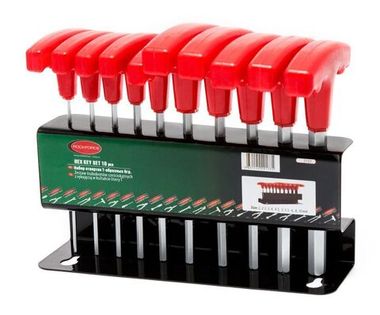 Набор ключей 6-гранных Т-образных 10пр.(2, 2.5, 3, 4, 4.5, 5, 5.5, 6, 8, 10мм), в металлическом держателе RockForce##Rock FORCE RF-2107