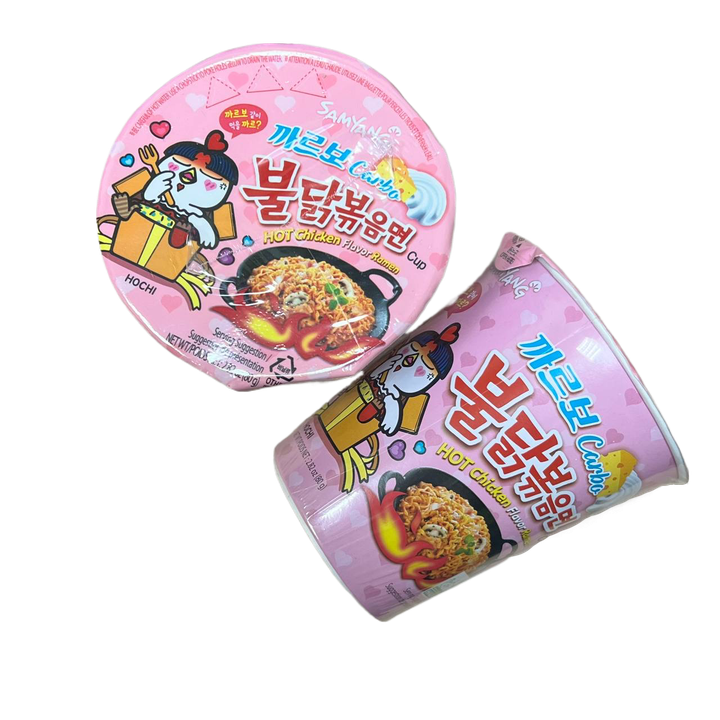 Лапша б/п Рамен Samyang Buldak Hot chicken flavor ramen Carbo вкус курицы и с соусом карбонара острая (м.банка) 80 г