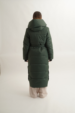 Пуховик женский зимний длинный до - 35, green