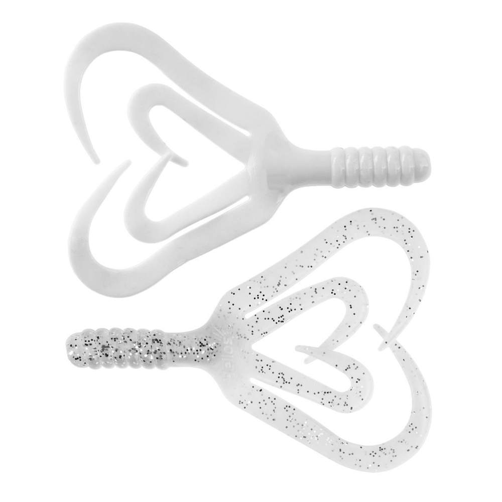 Твистер несъедоб. Credo Four tail 3,35"/8,5 см White & Sparkles 100шт. (HS-20-002-N) Helios