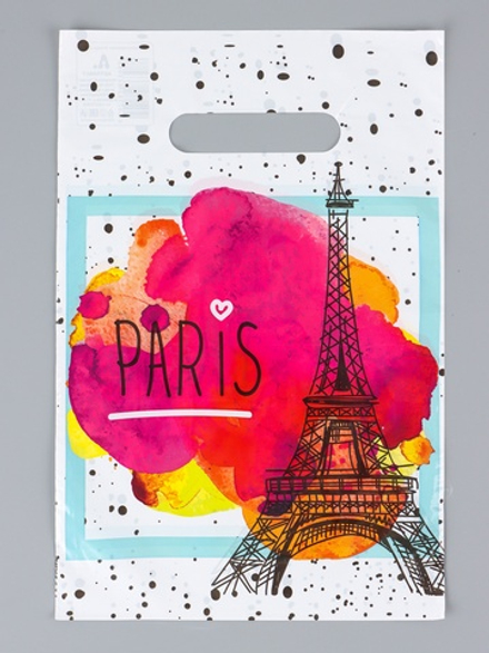 Пакет «Свидание в Париже», полиэтиленовый с вырубной ручкой, 20×30 см, 30 мкм, 10962378, Россия