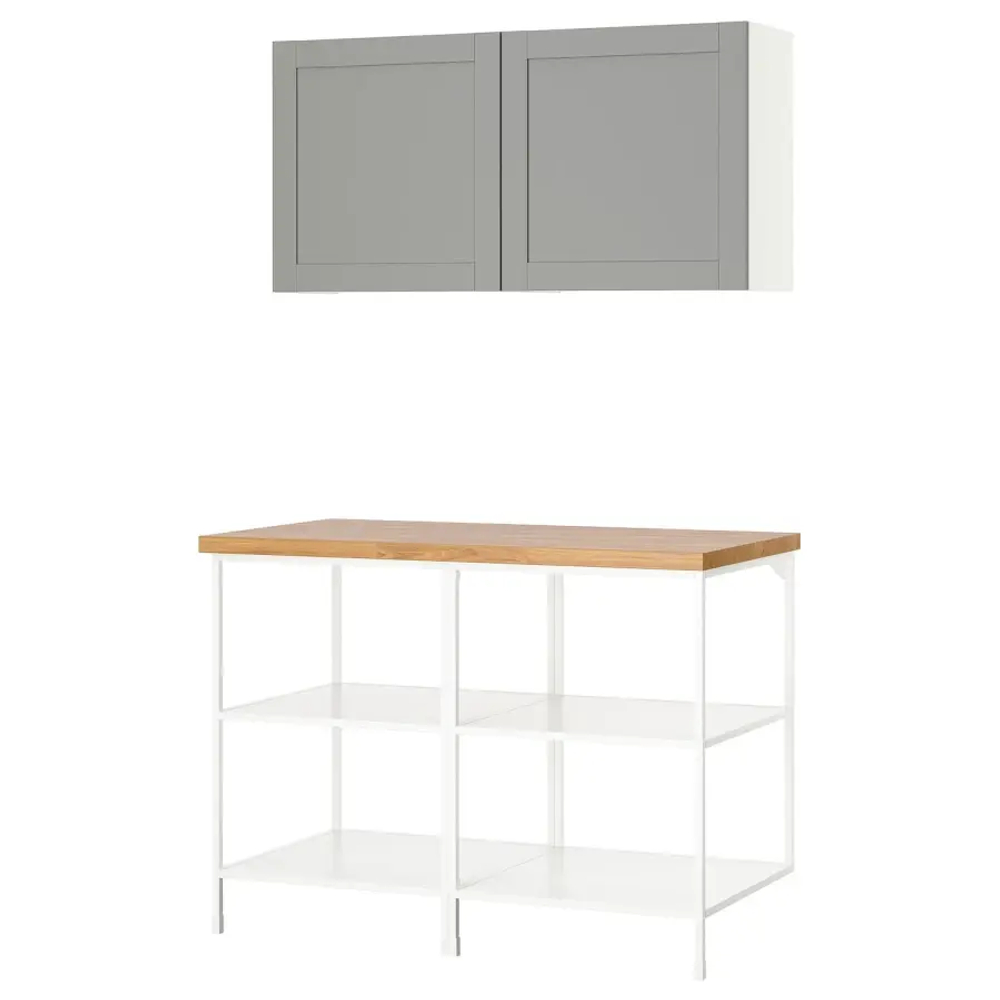 Комбинация для ванной - IKEA ENHET, 123х63.5х207 см, белый/серый, ЭНХЕТ ИКЕА