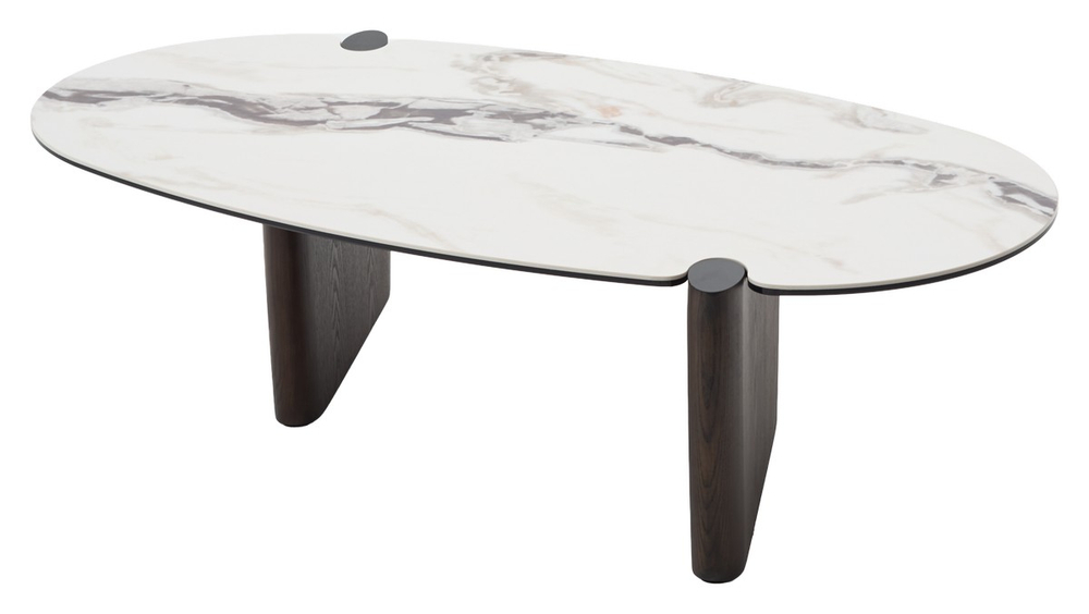 Стол М-City DISAUR Кофейный Арн (Arn) Fendi White керамика на стекле, массив, МДФ, Дубовый шпон