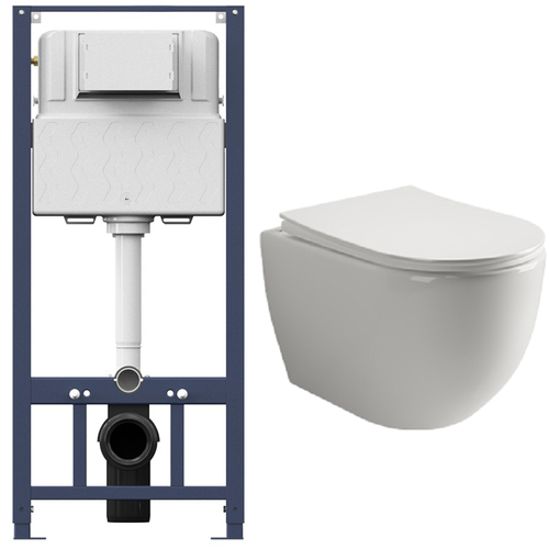 Комплект подвесной безободковый унитаз Ceramica Nova Mia Rimless CN1805 с ультра-тонким сиденьем SoftClose + инсталляция Am.Pm Pro I012704