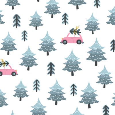 новогодняя машинка в лесу ели