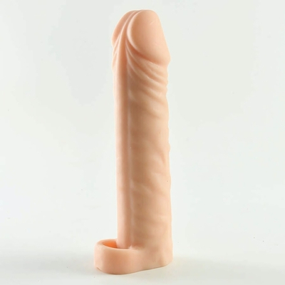 Телесная насадка Okoto с втулкой - 16 см. (Цвет: телесный)