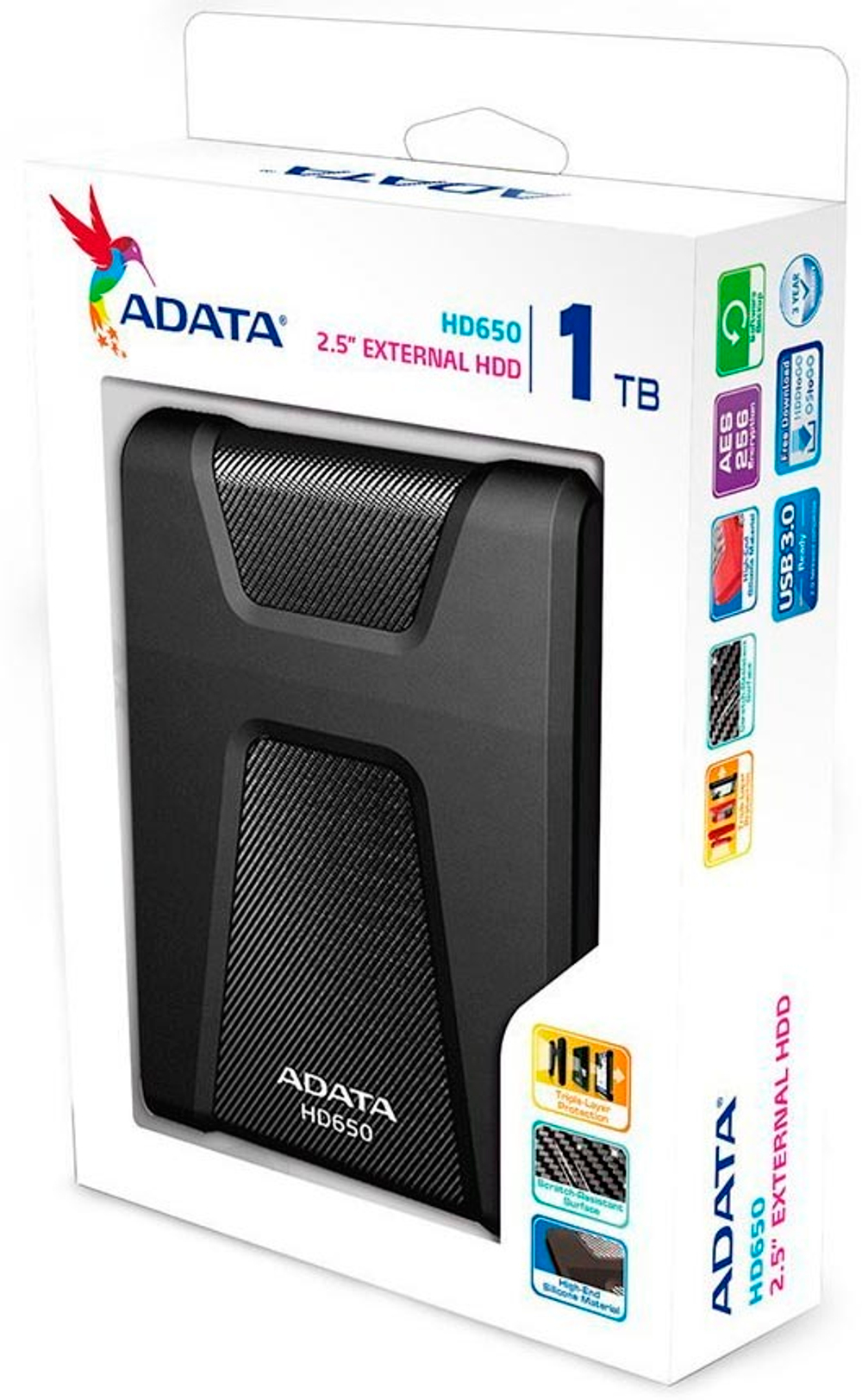 Внешний диск HDD 2.5'' ADATA AHD650-1TU31-CBK