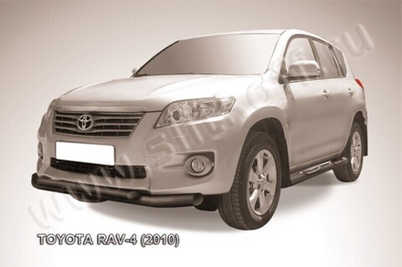 Защита переднего бампера Toyota Rav-4 (2010-2016) d76+d57 черная